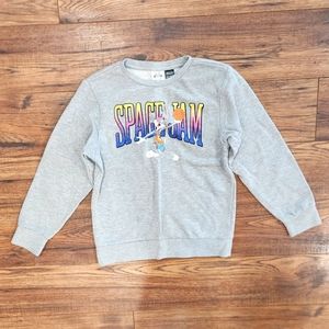 Space Jam Boy's Bugs Bunny Grey Long Sleeve Crewneck Pullover Sweatshirt Medium